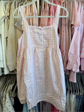 Petite Plume Women’s Pink Gingham Sleeveless Charlotte Nightgown